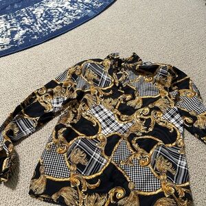 Gold Tassel Print Silk Blouse- Adrianna Papéll vintage